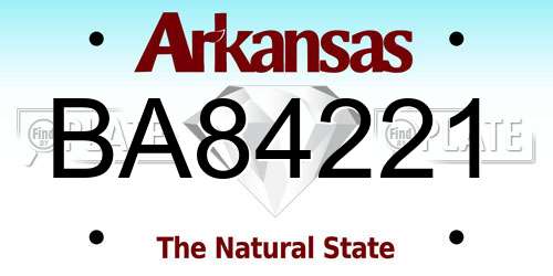 BA84221 Arkansas License Plate