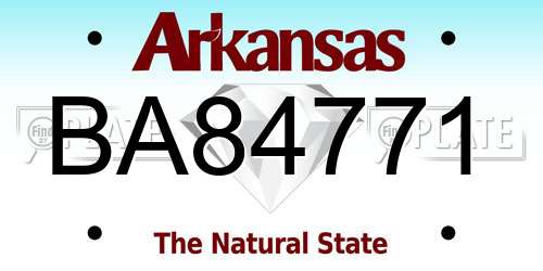BA84771 Arkansas License Plate