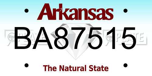 BA87515 Arkansas License Plate