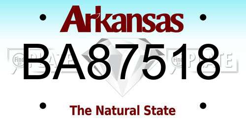 BA87518 Arkansas License Plate