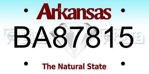BA87815 Arkansas License Plate