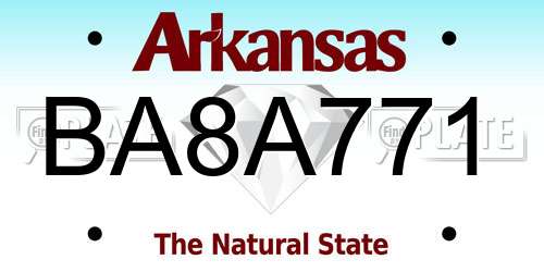 BA8A771 Arkansas License Plate