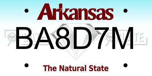 BA8D7M Arkansas License Plate