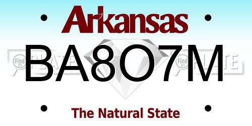 BA8O7M Arkansas License Plate