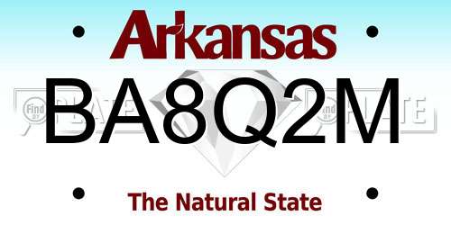 BA8Q2M Arkansas License Plate