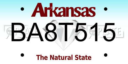 BA8T515 Arkansas License Plate
