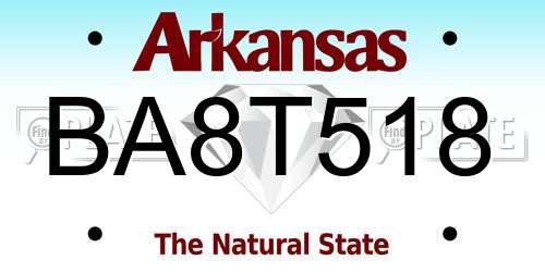 BA8T518 Arkansas License Plate