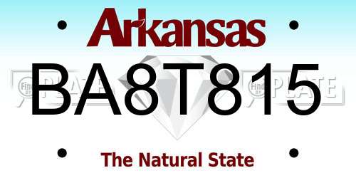 BA8T815 Arkansas License Plate