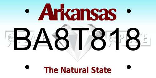 BA8T818 Arkansas License Plate