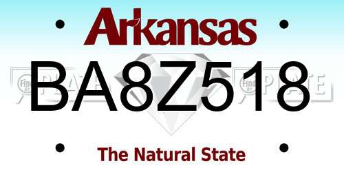BA8Z518 Arkansas License Plate