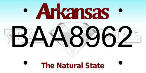 BAA8962 Arkansas License Plate
