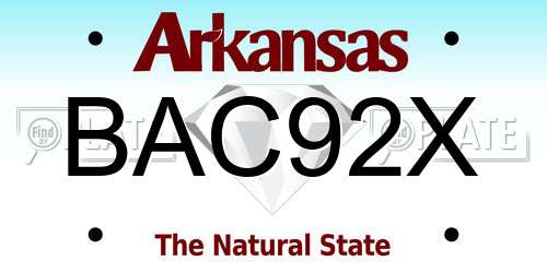 BAC92X Arkansas License Plate
