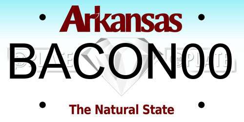 BACON00 Arkansas License Plate