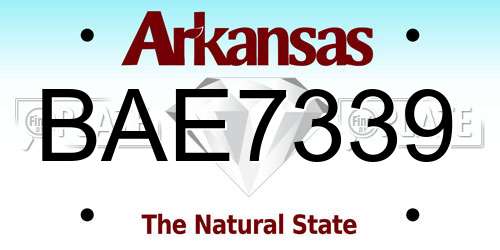 BAE7339 Arkansas License Plate