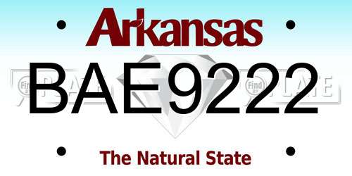 BAE9222 Arkansas License Plate