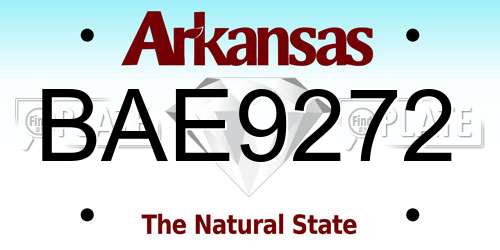 BAE9272 Arkansas License Plate