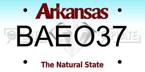 BAEO37 Arkansas License Plate