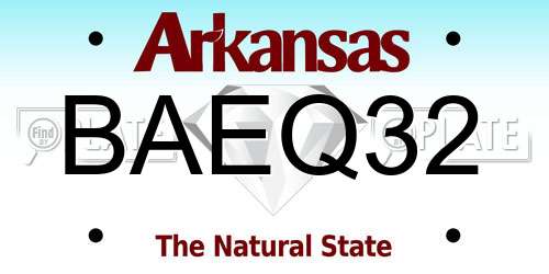 BAEQ32 Arkansas License Plate