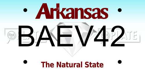 BAEV42 Arkansas License Plate