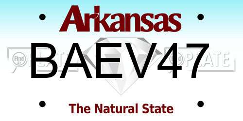 BAEV47 Arkansas License Plate