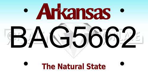 BAG5662 Arkansas License Plate