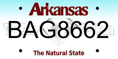 BAG8662 Arkansas License Plate