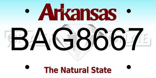 BAG8667 Arkansas License Plate