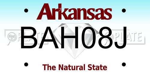 BAH08J Arkansas License Plate