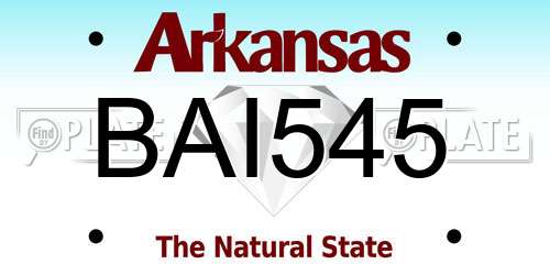 BAI545 Arkansas License Plate