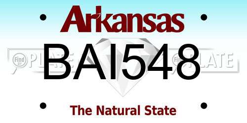 BAI548 Arkansas License Plate