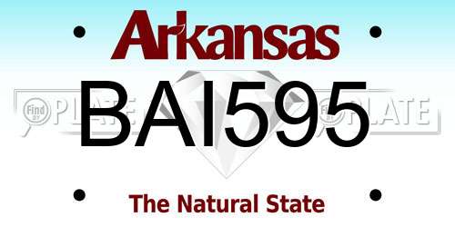 BAI595 Arkansas License Plate