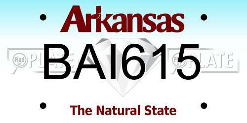 BAI615 Arkansas License Plate