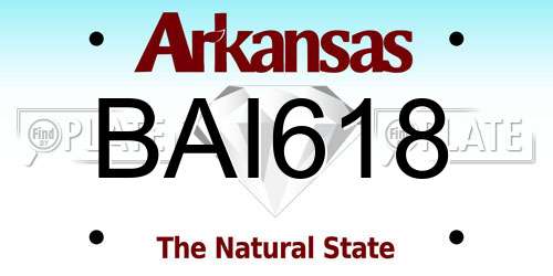 BAI618 Arkansas License Plate