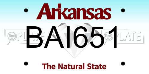 BAI651 Arkansas License Plate