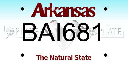 BAI681 Arkansas License Plate