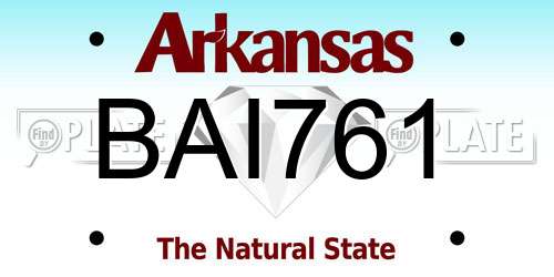 BAI761 Arkansas License Plate