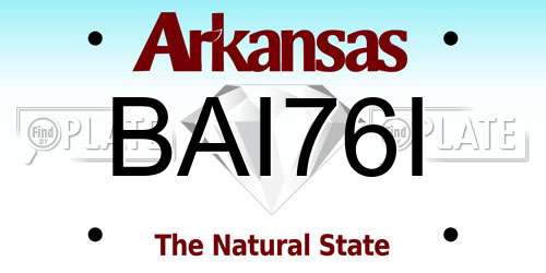 BAI76I Arkansas License Plate