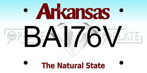 BAI76V Arkansas License Plate