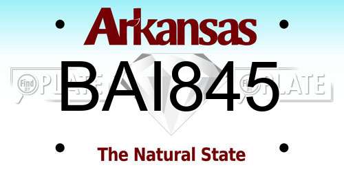BAI845 Arkansas License Plate