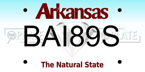 BAI89S Arkansas License Plate