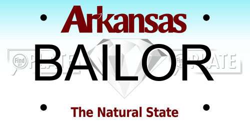 BAILOR Arkansas License Plate