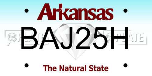 BAJ25H Arkansas License Plate