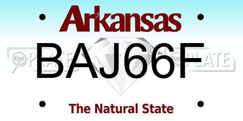 BAJ66F Arkansas License Plate