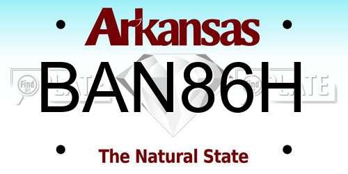 BAN86H Arkansas License Plate