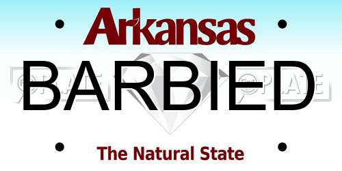 BARBIED Arkansas License Plate