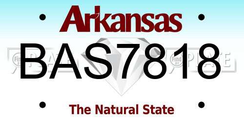 BAS7818 Arkansas License Plate