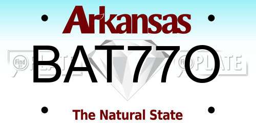 BAT77O Arkansas License Plate