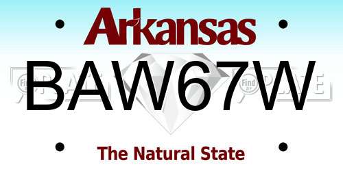 BAW67W Arkansas License Plate