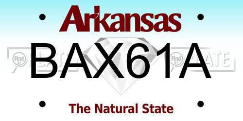 BAX61A Arkansas License Plate
