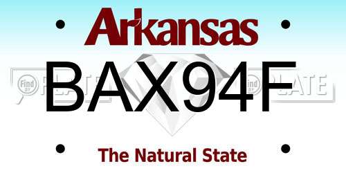 BAX94F Arkansas License Plate